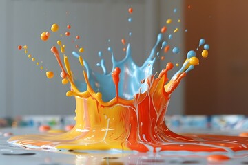 Vibrant Paint Splash Explosion in Captivating Motion and Fluid Dynamics