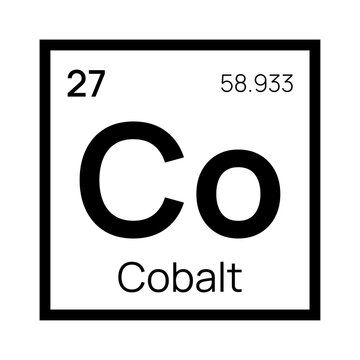 Cobalt chemical element of the periodic table. Vector isolated symbol Co