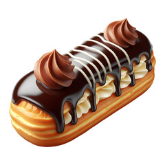 French eclair pastry isolated on transparent background

