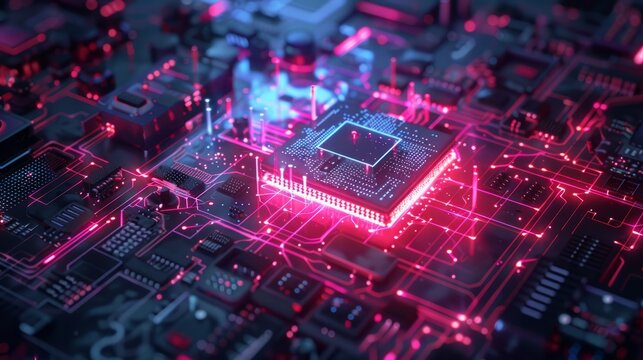Quantum computer concept with CPU Processor quantum qubit intelligent computing technology