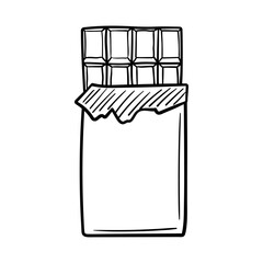 Chocolate bar vector icon in doodle style. Symbol in simple design. Cartoon object hand drawn isolated on white background.