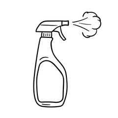 Cleaning spray vector icon in doodle style. Symbol in simple design. Cartoon object hand drawn isolated on white background.