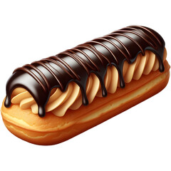 French eclair pastry isolated on transparent background

