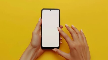 Hand Holding Smartphone on Yellow