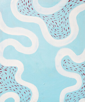 Blue and white acrylic painting