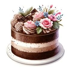 Floral Chocolate Cake With Roses