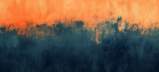 Grunge gradient texture background. Subtle gradient with grain effect, transitioning from orange to dark blue, digital texture background. 