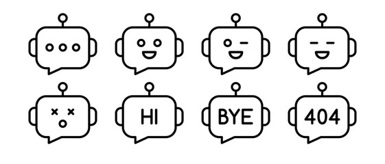 Chatbot icon vector set. Ai bot with message symbol