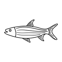 Fish vector icon in doodle style. Symbol in simple design. Cartoon object hand drawn isolated on white background.