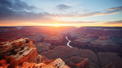 Breathtaking Sunrise Over Grand Canyon: A Majestic Natural Wonder. Generative AI