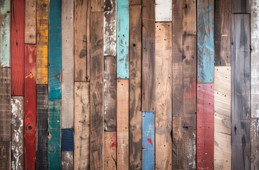 A wooden wall with weathered, aged wood planks in various colors and textures, creating an artistic background for product photography