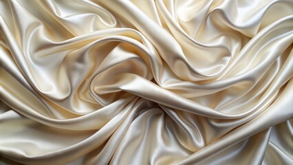 Obraz premium Pattern background fabric silk ivory. Texture bride silky curve glossy satin affectionate industry drapery wave seductive bedding white fashion clothes drape curtain shiny clothing material depth.