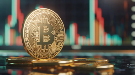 bitcoin with trading graph, financial investment concept can be use as background