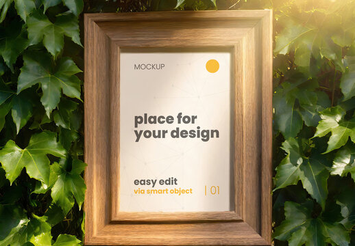 Poster Page Frame with Vine Plants Green Forest Sunlight Mockup 05 Generative Ai
