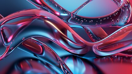 3D rendering of an abstract glass shape with a glossy surface and a gradient of blue and red.