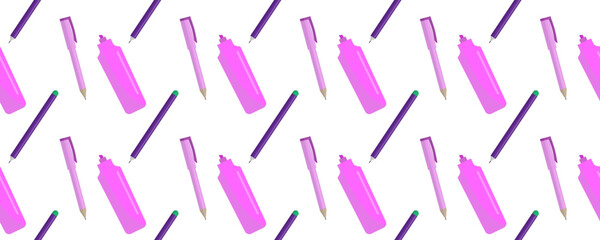 Seamless pattern with pens and pencils. School. Cover for backpack, notebook. Vector illustration 