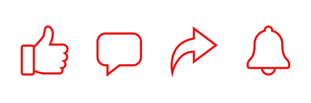 Like, comment, share and subscribe icons