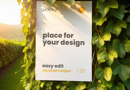 Poster Page with Vine Plants Green Forest Sunlight Mockup 02 Generative Ai