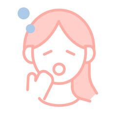 眠い女性のシンプルな顔のアイコンイラスト