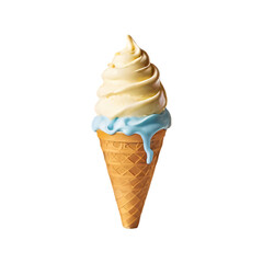 Delicious cone ice cream isolated on a transparent background by AI generative.
