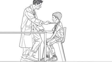 A doctor having a conversation with a young boy. Suitable for medical and healthcare concepts