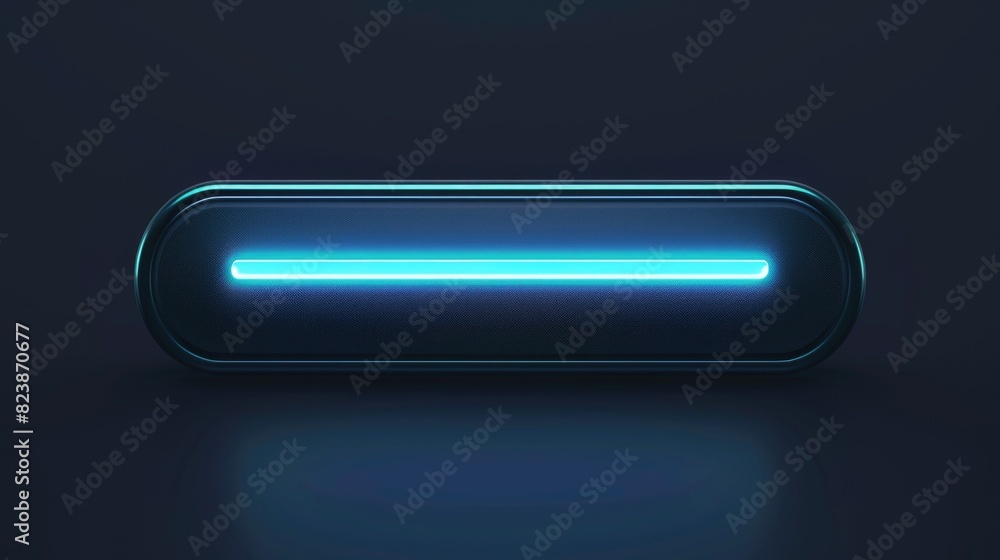 Poster a button emitting a blue light. suitable for technology concepts