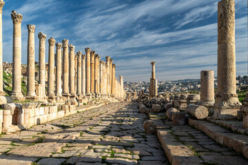 Ruins of ancient Roman forum in Jordan