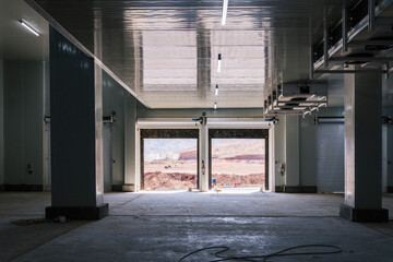 Interior of spacious illuminated industrial building