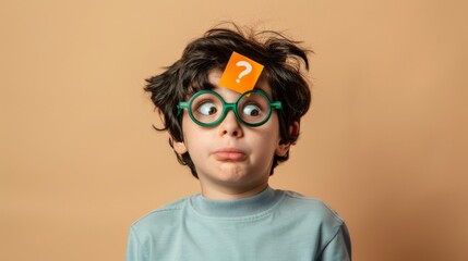 Boy with Question Mark Glasses