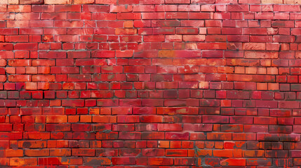 Vibrant Red and Orange Painted Brick Wall