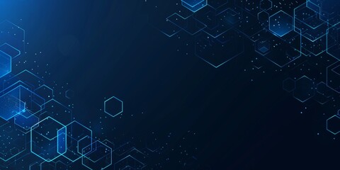 Blue background with hexagons and connection lines, vector digital design.