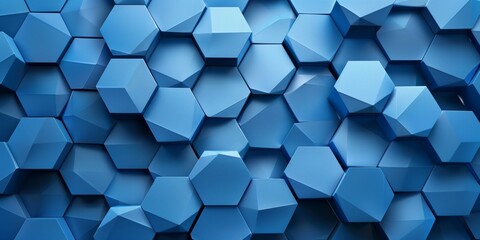 Abstract texture background with blue hexagons in the foreground., 3D render of blue hexagons, creating a futuristic and geometric pattern.