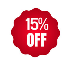 Red sale sticker 15% discount animation, Discount label Sale 15% 