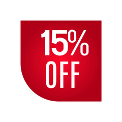Red discount label, Label 15% off
