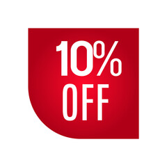 Red percent sign, Red discount label, Label 10% off