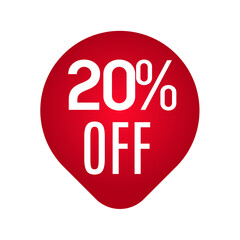 red discount label, Red percent sign, Red discount label, Label 20% off