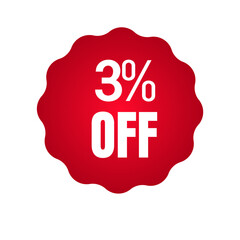 Red label 3% off sale, label animation banner, Simple animation label banner promotion sale