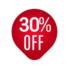 Red discount label, Red percent sign, Red discount label, Label 30% off