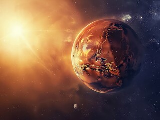 planet mars, red planet in space