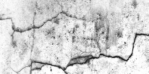 Black and white old concrete wall texture grunge overlay with cracks and scratches decorative vintage vector background.
