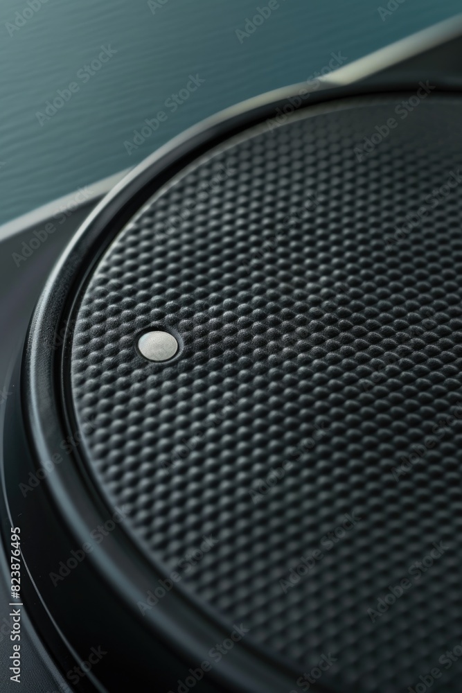 Aufkleber close up shot of a speaker on a table. ideal for technology and audio concepts