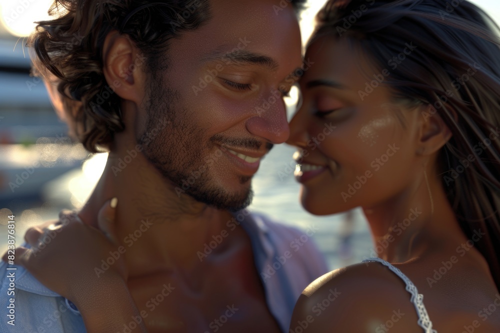 Poster a man and a woman standing next to each other. suitable for various concepts and designs