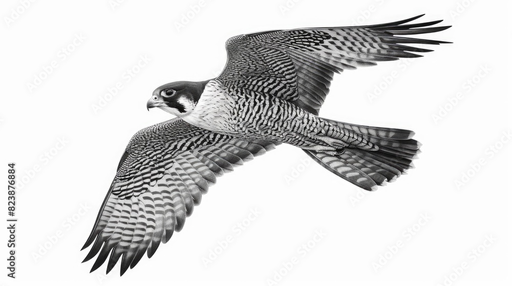 Poster a striking black and white image capturing a bird in flight. suitable for various design projects