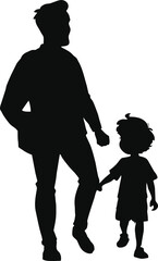 Cartoon black shadow Father and son  Clipart