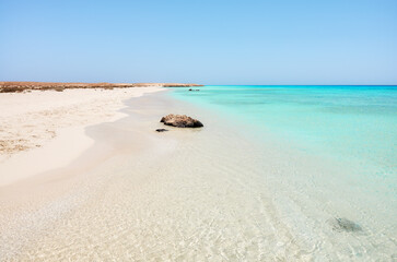 Beautiful sandy beach with turquoise water, Egypt.