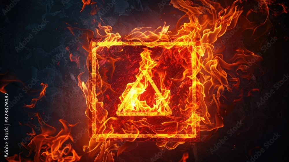Aufkleber A picture of a fire with flames around it. Suitable for various design projects