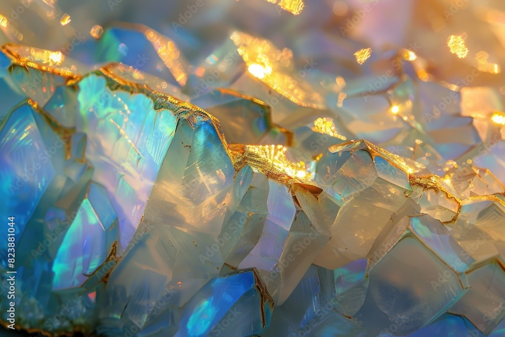 Poster detailed view of a cluster of crystals, perfect for science or geology projects