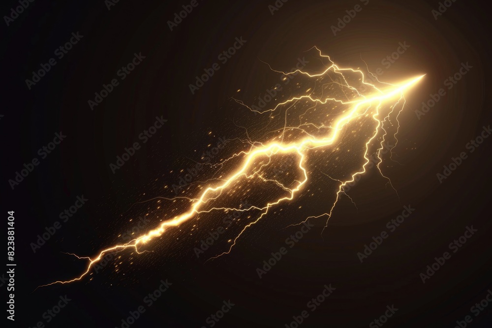 Poster a striking image of a lightning bolt illuminating the dark sky. perfect for weather-related designs