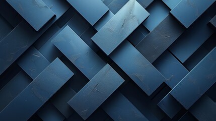 This image features a blue geometric pattern with 3D effect, creating shadows and depth on a textured wall surface