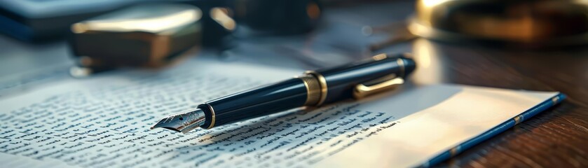 The pen, with its ultramodern features, rested on a desk next to a paper that could digitize written text, illustrating the integration of traditional and contemporary tech